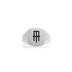 NEW MISSION ATELIER men's wingtip rectangle signet ring in silver